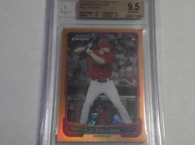 2012 Bowman Chrome Draft A.J. POLLOCK Orange Refractor RC #d24/25 BGS 9.5 - Image 1 of 4