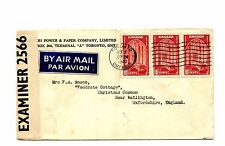 3x10c #241 censored TransAtlantic airmail 30c to England cover Canada
