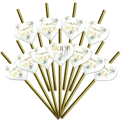 BLUE PLANET FANCY DRESS 24 TEAM BRIDE 1 BRIDE TO BE PAPER STRAWS BOTANICAL STRAW HEN PARTY ACCESSORIES