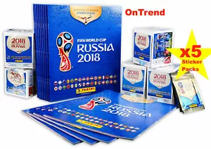 Colección de pegatinas de la Copa Mundial de la FIFA 2018 Panini, nuevo álbum + 5 paquetes (25 pegatinas) - Imagen 1 de 3
