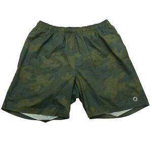Equinox Mens Green Camo Regular Fit Elastic Drawstring Waist Athletic Shorts L