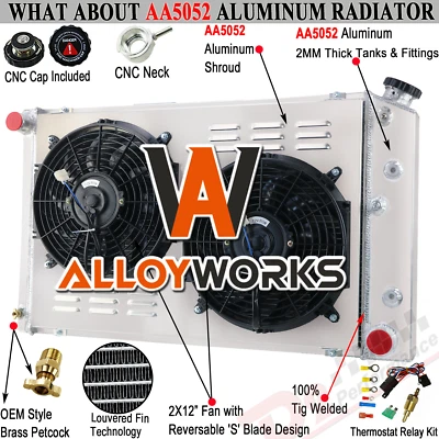 161 3 Row Aluminum Radiator Shroud Fan For 1973-86 Chevy/GMC C/K C10 C20 C30 K30 - Image 1 of 4