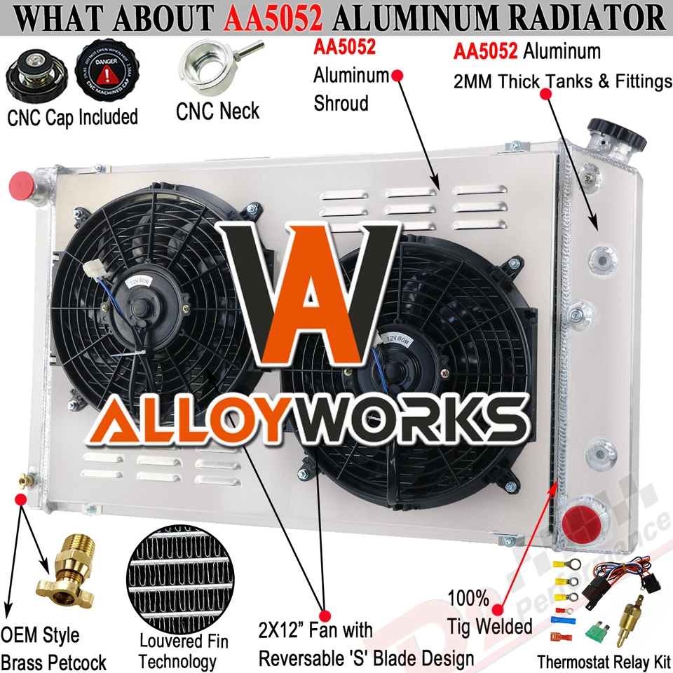 Ventilador de cubierta de radiador de 4 filas para Chevy GMC C10 C20 K10 K20/Impala 1973-1986 Foto 1 de 4