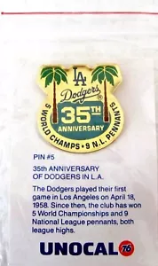 1993 Unocal 76 #5 Pin Baseball 35th Anniversary Dodgers in Los Angeles Mint - Bild 1 von 1