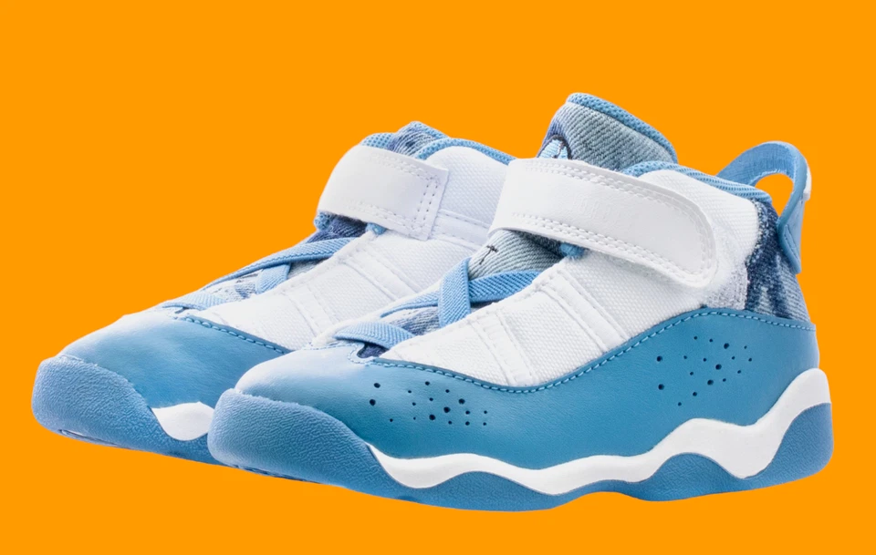 Air Jordan 6 Rings Shoes DM8954-100 White / Dutch Blue Toddler Size 5C A1