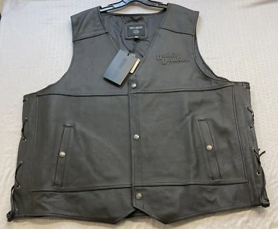 NUEVO CHALECO DE CUERO GENUINO HARLEY DAVIDSON 98024-18VM 3XL para hombre Tradition II Foto 1 de 4