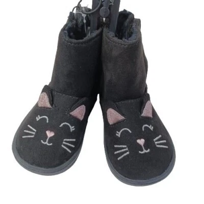 NUEVO CON ETIQUETAS Wonder Nation 1 Par Bebé Niña Zapatos Suaves Botas Negras Talla 3 Foto 1 de 4