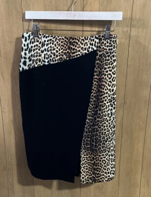 Saia lápis Per Se 4 feminina estampada de leopardo forrada comprimento do joelho festa de férias - Imagem 1 de 4