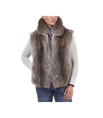 Colete de pele de guaxinim 100% real todos os tamanhos feito à mão - Imagem 1 de 4