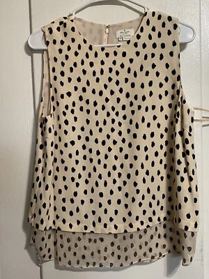 Blusa sin mangas a lunares de seda Kate Spade, talla S Foto 1 de 4