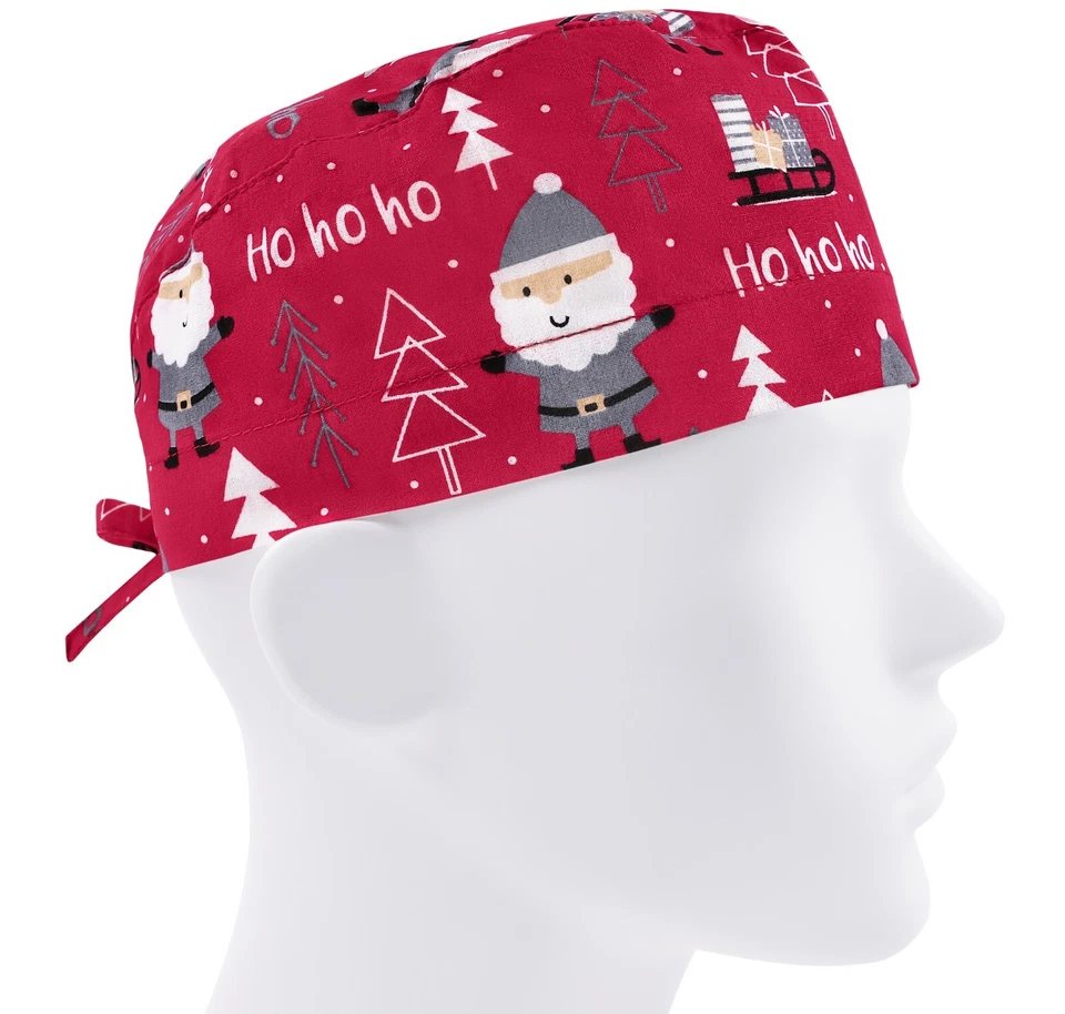 Scrub caps men, surgical cap, scrub hats winter, nurse hat Santa, Christmas - Image 1 of 3
