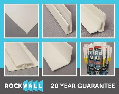 ROCKWALL PVC Hygienic 8 x 4 wall cladding and 8 foot fixing trims - WHITE  - Image 1 of 4