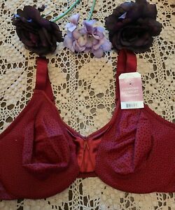 40D OLGA  Red Polka Dot Cushioned Underwired W Rose Comfort Bra Style 5006R~ NWT