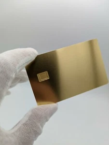 Heavy Metal Stainless Steel Credit Card Blank w/ Chip Slot, Mag Strip Gold Matte - Picture 1 of 2