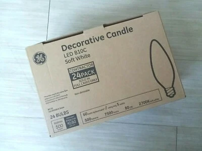 Half Case (12 Bulbs total) GE LED B10C Decorative Candle Candelabra Base - Image 1 of 4