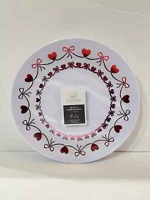 12 Chic Rachel Ashwell Red Hearts & Pink Bows Disposable Dinner Plates 10” NEW! - Image 1 of 4