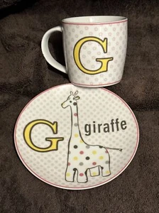 Child’s Cup & Saucer Set Giraffe Letter G I Know My ABC's By Rosanna ABC'S Kids - Picture 1 of 14