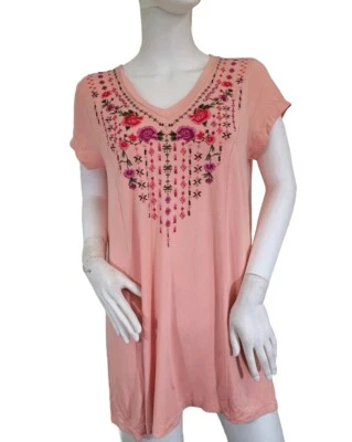 Sahalie женщин туника верхний размер M V шеи вышитый эластичной богемное (34) - Изображение 1 из 4