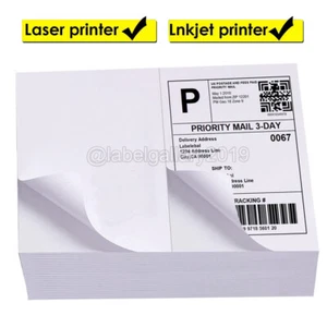 8.5" x 5.5" Half Sheet Self Adhesive Shipping Labels For Inkjet & Laser Printer - Picture 1 of 7