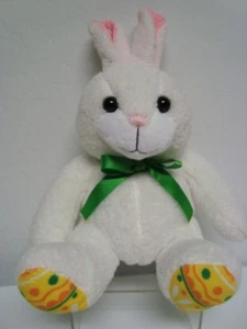 Hallmark Easter Bunny Rabbit Plush Stuffed Animal Easter Egg Feet Green Bow 12" - Picture 1 of 8