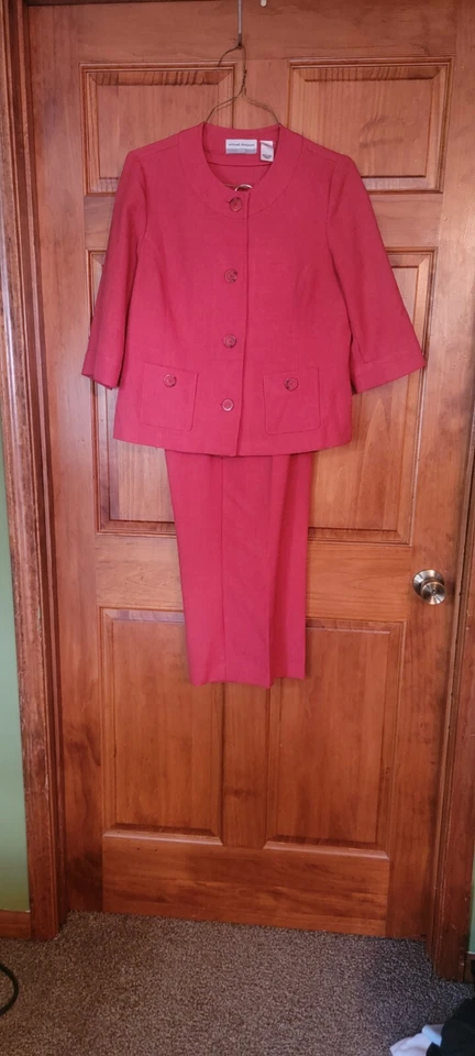 Alfred Dunner 裤子套装纽扣橙色裤子夹克 12 P — 第 1/2 张图片