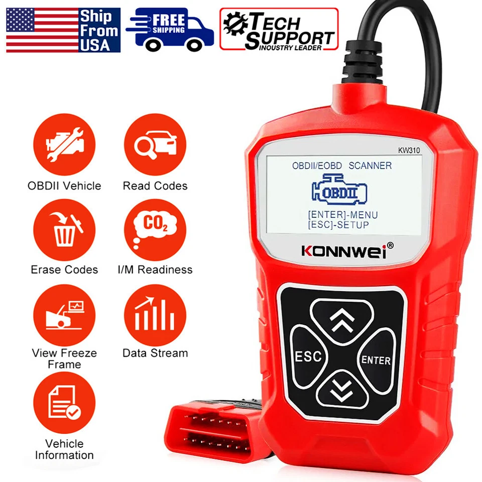 Herramienta de diagnóstico de luz de falla del motor Lector de códigos de automóvil Escáner OBD2 Automotriz Foto 1 de 4