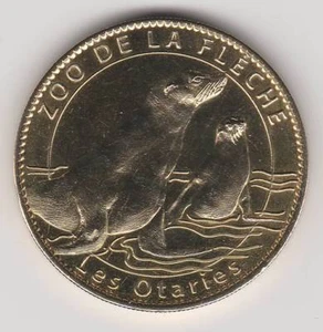 A 2010 COIN MEDAILLE SOUVENIR A-B -- 72 200 ZOO DE LA FLECHE OTARIES / SEA LIONS - Picture 1 of 2