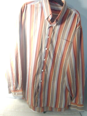 Alan Flusser 男式棕色多色 Lng Slv 正装衬衫尺寸 2XL 纽扣 — 第 1/4 张图片
