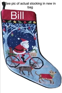LANDS END Nadelspitze Weihnachten gefüttert Strumpf Fahrrad Reiten Santa Lichter Rechnung - Bild 1 von 3