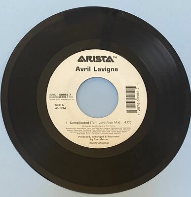 Avril Lavigne " Complicated ( Tom Lord-Alge Mix ) / ( Matrix Mix ) 45 vinyl - Image 1 of 2