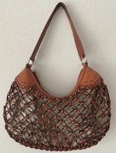 Cole Haan Hobo Inter Woven Brown Leather Shoulder Bag Purse Stylish GUC - Picture 1 of 19