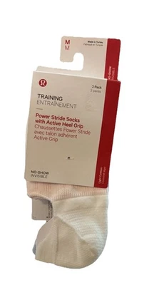 Paquete de 3 calcetines Lululemon Power Stride No Show nuevos con etiquetas $38 - WHT/WNDM/STMI - talla M Foto 1 de 3