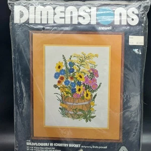 Dimensions 1978 Crewel Embroidery Kit 1118 Wildflowers In Country Bucket 14”x18” - Bild 1 von 5