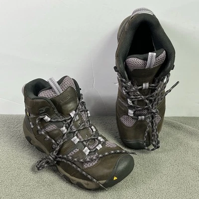 Bota de Senderismo Impermeable Keen Headout para Mujer Talla 7.5 Marrón Púrpura Gris Usada en Excelente Condición Foto 1 de 4
