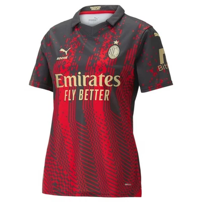 PUMA Ac Milan X Koche Collared Short Sleeve Replica Jersey Womens Black, Red  77 - Image 1 of 2