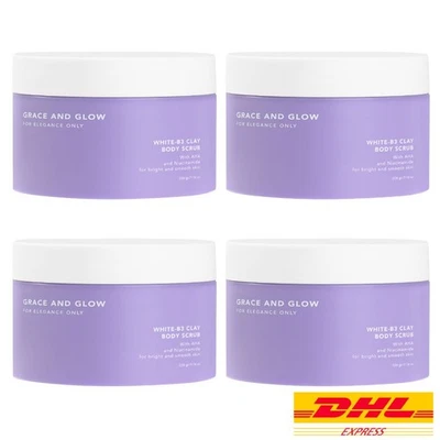 4X Grace & Glow White B3 Clay Body Scrub 220g Brightening AHA Niacinamide - DHL - Image 1 of 4