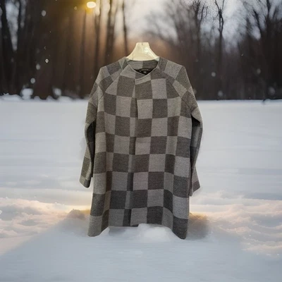 Abrigo Abierto Ann Taylor 100% Lana Mujer Cuadros Abrigo Corto Chaqueta Talla XS Talla M Foto 1 de 4