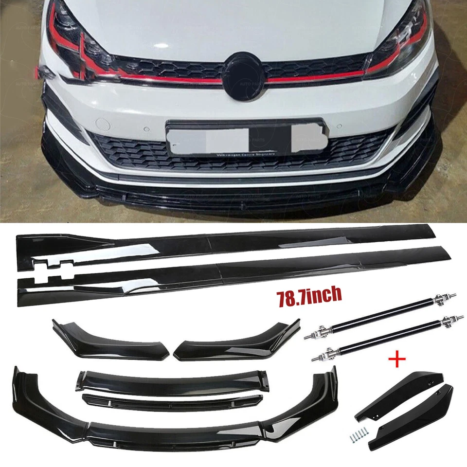 For Volkswagen Scirocco Front Bumper Lip Chin Spoiler Splitter Glossy Black - Image 1 of 4