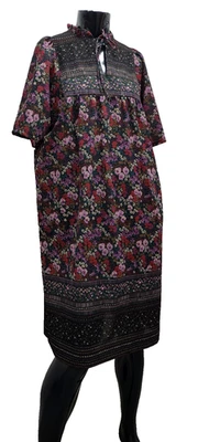 Vestido bohemio vintage talla grande años 70 étnico indio floral poliéster principios de los 80 Foto 1 de 4