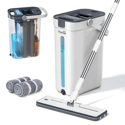 CLEANSAGE Juego de fregona plana y cubo sistema piso madera laminado azulejos vidrio limpieza de paredes