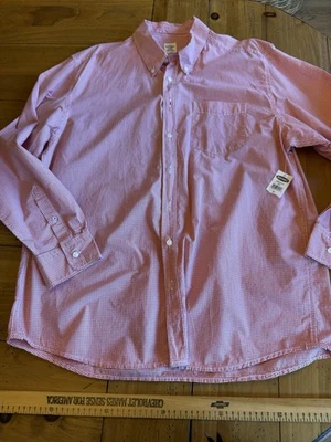 NWT Old Navy Classic Everyday Oxford Shirt Red White Gingham Check XL - Image 1 of 4