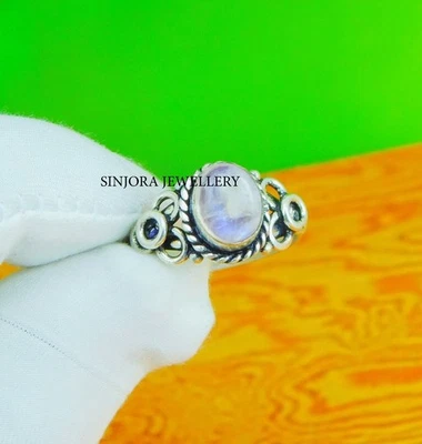 Anello regalo fatto a mano in argento sterling 925 pietra di luna... - Immagine 1 di 4
