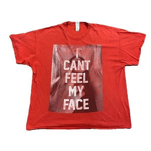 Gildan Red I Can’t Feel My Face Graphic Tee 2XL Heavy Cotton Shirt - Picture 1 of 10