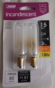 Feit 15w 130v E12 Candelabra Base BP15T6/2-130/HDRP 2 Light Bulbs - Picture 1 of 2