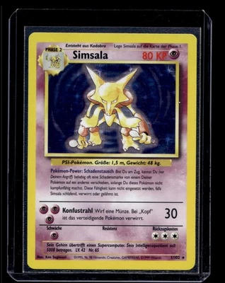 1999 Pokemon Base Set Alakazam (Simsala) #1 Holo German LP - Image 1 of 2
