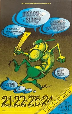 Póster de concierto de Moody Blues Fillmore West 1968 Rick Griffin Alton Kelley BG-146 Foto 1 de 3