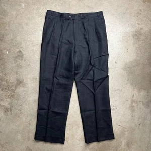 Vintage Polo University Ralph Lauren Leinen Bundfaltenhose schwarz 38x31 - Bild 1 von 6