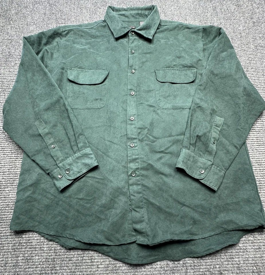 George Shirt Mens XL Sueded Button Down Long Sleeve Polyester Pockets Fall - Image 1 of 4