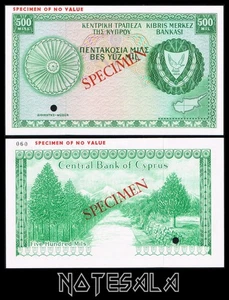 CYPRUS CHIPRE 500 MILS ND 1964-1979 Pick-42s SPECIMEN UNC *SCARCE* - Picture 1 of 1