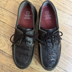 Zapato de barco Twisted X para mujer 8M conducción sin usar, en caja, cuero antideslizante en relieve NUEVO - Imagen 1 de 9